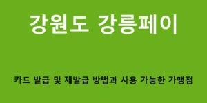 강원도 강릉페이 카드 발급 및 재발급 방법과 사용 가능한 가맹점