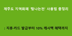 제주도 지역화폐 '탐나는전' 사용법 총정리: 지류·카드 발급부터 10% 캐시백 혜택까지