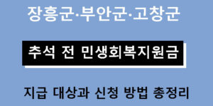 장흥군·부안군·고창군 추석 전 민생회복지원금 지급 대상과 신청 방법 총정리