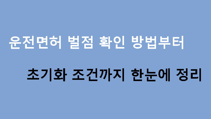 운전면허 벌점 확인 방법부터 초기화 조건까지 한눈에 정리
