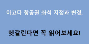 아고다 항공권 좌석 지정과 변경, 헷갈린다면 꼭 읽어보세요!