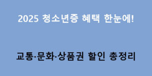 2025 청소년증 혜택 한눈에! 교통·문화·상품권 할인 총정리