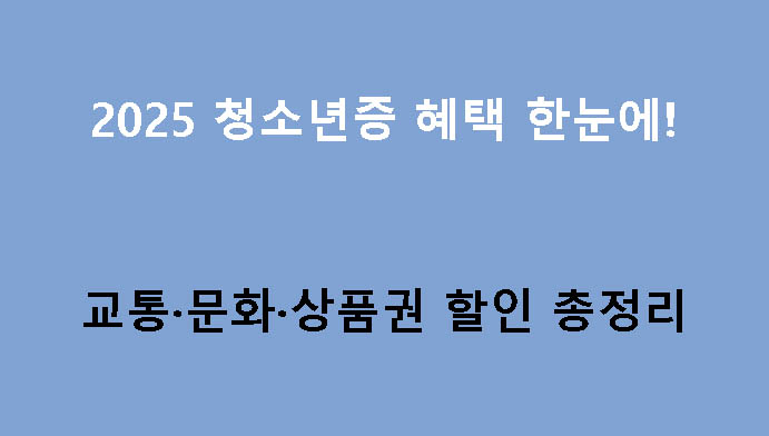 2025 청소년증 혜택 한눈에! 교통·문화·상품권 할인 총정리