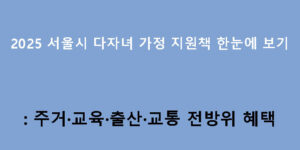 2025 서울시 다자녀 가정 지원책 한눈에 보기: 주거·교육·출산·교통 전방위 혜택