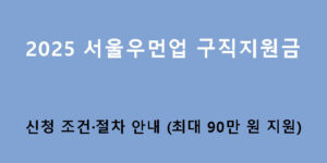 2025 서울우먼업 구직지원금 신청 조건·절차 안내 (최대 90만원 지원)