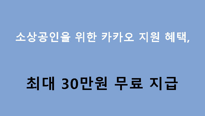 소상공인을 위한 카카오 지원 혜택, 최대 30만원 무료 지급