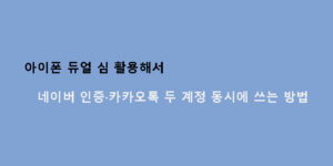 아이폰 듀얼 심 활용해서 네이버 인증·카카오톡 두 계정 동시에 쓰는 방법