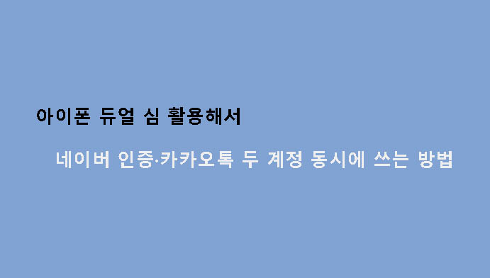 아이폰 듀얼 심 활용해서 네이버 인증·카카오톡 두 계정 동시에 쓰는 방법