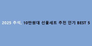 2025 추석, 10만원대 선물세트 추천 인기 BEST 5