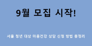 9월 모집 시작! 서울 청년 대상 마음건강 상담 신청 방법 총정리