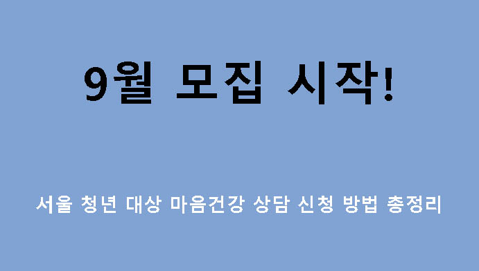 9월 모집 시작! 서울 청년 대상 마음건강 상담 신청 방법 총정리