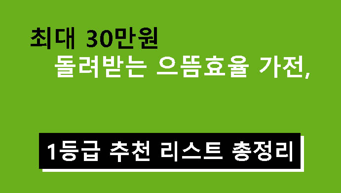 최대 30만원 돌려받는 으뜸효율 가전, 1등급 추천 리스트 총정리