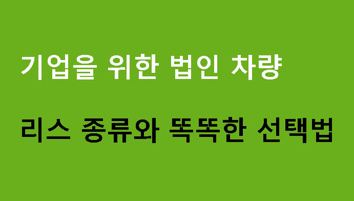 기업을 위한 법인 차량 리스 종류와 똑똑한 선택법