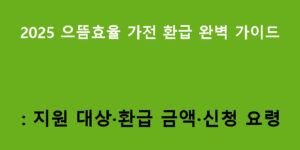 2025 으뜸효율 가전 환급 완벽 가이드: 지원 대상·환급 금액·신청 요령