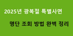 2025년 광복절 특별사면 명단 조회 방법 완벽 정리