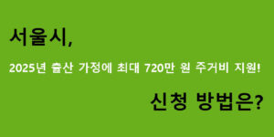 서울시, 2025년 출산 가정에 최대 720만 원 주거비 지원! 신청 방법은?