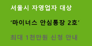 서울시 자영업자 대상 ‘마이너스 안심통장 2호’ 최대 1천만원 신청 안내