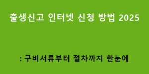 출생신고 인터넷 신청 방법 2025: 구비서류부터 절차까지 한눈에