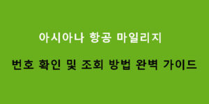 아시아나 항공 마일리지 번호 확인 및 조회 방법 완벽 가이드