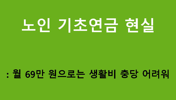 노인 기초연금 현실: 월 69만 원으로는 생활비 충당 어려워