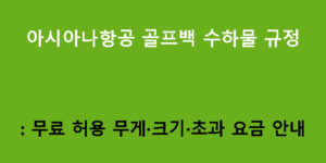 아시아나항공 골프백 수하물 규정: 무료 허용 무게·크기·초과 요금 안내