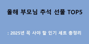올해 부모님 추석 선물 TOP5: 2025년 꼭 사야 할 인기 세트 총정리