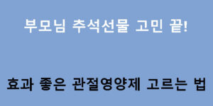 부모님 추석선물 고민 끝! 효과 좋은 관절영양제 고르는 법