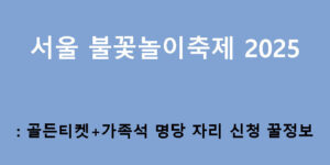 서울세계불꽃놀이축제 2025: 골든티켓+가족석 명당 자리 신청 꿀정보