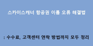 스카이스캐너 항공권 이름 오류 해결법: 수수료, 고객센터 연락 방법까지 모두 정리