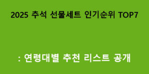 2025 추석 선물세트 인기순위 TOP7: 연령대별 추천 리스트 공개