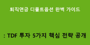 퇴직연금 디폴트옵션 완벽 가이드: TDF 투자 5가지 핵심 전략 공개