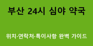 부산 24시 심야 약국 위치·연락처·특이사항 완벽 가이드