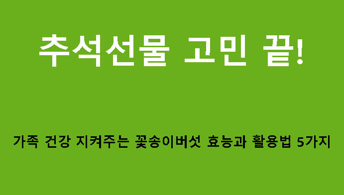 추석선물 고민 끝! 가족 건강 지켜주는 꽃송이버섯 효능과 활용법 5가지