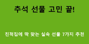 추석 선물 고민 끝! 친척집에 딱 맞는 실속 선물 7가지 추천