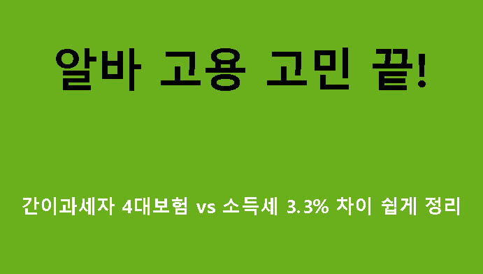 알바 고용 고민 끝! 간이과세자 4대보험 vs 소득세 3.3% 차이 쉽게 정리