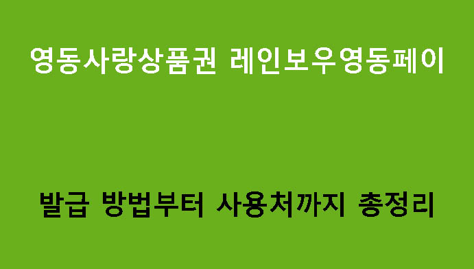 영동사랑상품권 레인보우영동페이 발급 방법부터 사용처까지 총정리