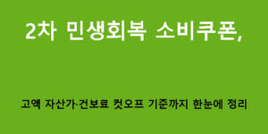2차 민생회복 소비쿠폰, 고액 자산가·건보료 컷오프 기준까지 한눈에 정리
