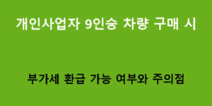 개인사업자 9인승 차량 구매 시 부가세 환급 가능 여부와 주의점