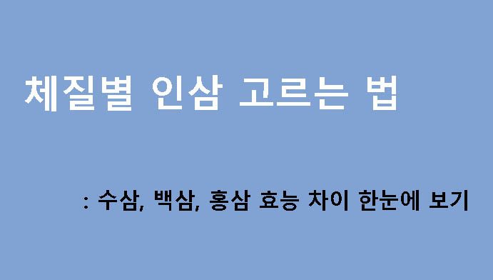체질별 인삼 고르는 법: 수삼, 백삼, 홍삼 효능 차이 한눈에 보기