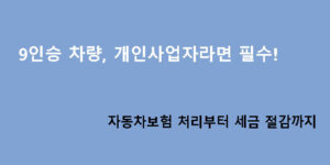9인승 차량, 개인사업자라면 필수! 자동차보험 처리부터 세금 절감까지