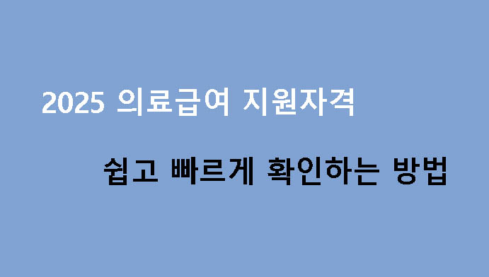 2025 의료급여 지원자격 쉽고 빠르게 확인하는 방법