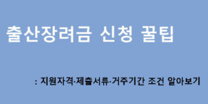 출산장려금 신청 꿀팁: 지원자격·제출서류·거주기간 조건 알아보기