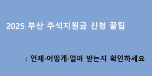 2025 부산 추석지원금 신청 꿀팁: 언제·어떻게·얼마 받는지 확인하세요