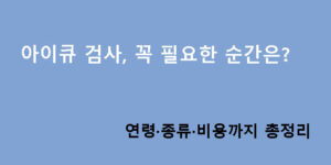 아이큐 검사, 꼭 필요한 순간은? 연령·종류·비용까지 총정리