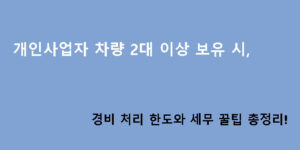 개인사업자 차량 2대 이상 보유 시, 경비 처리 한도와 세무 꿀팁 총정리!