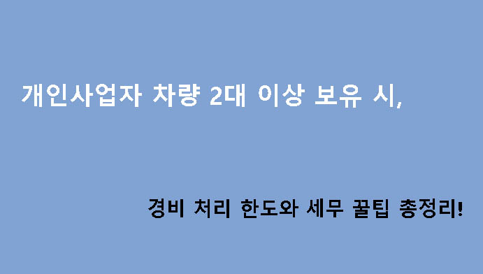 개인사업자 차량 2대 이상 보유 시, 경비 처리 한도와 세무 꿀팁 총정리!
