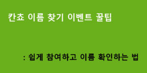 칸쵸 이름 찾기 이벤트 꿀팁: 쉽게 참여하고 이름 확인하는 법