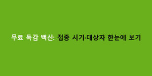 무료 독감 백신: 접종 시기·대상자 한눈에 보기
