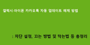 갤럭시·아이폰 카카오톡 자동 업데이트 해제 방법: 차단 설정, 끄는 방법 및 막는법 등 총정리