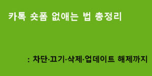 카카오톡(카톡) 숏폼 없애는 법 총정리: 차단·끄기·삭제·업데이트 해제까지